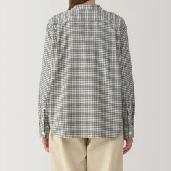 Online Women's Flannel Stand Collar Long Sleeve Patterned Blouse Women Tops & Shirts