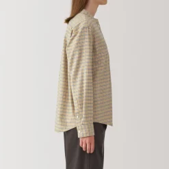 Online Women's Flannel Stand Collar Long Sleeve Patterned Blouse Women Tops & Shirts