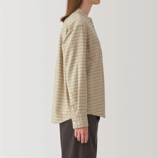 Online Women's Flannel Stand Collar Long Sleeve Patterned Blouse Women Tops & Shirts