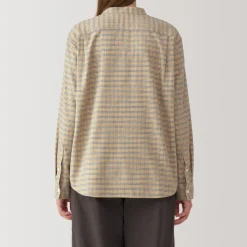 Online Women's Flannel Stand Collar Long Sleeve Patterned Blouse Women Tops & Shirts
