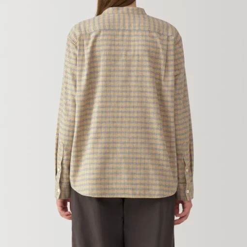 Online Women's Flannel Stand Collar Long Sleeve Patterned Blouse Women Tops & Shirts