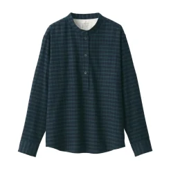 Online Women's Flannel Stand Collar Long Sleeve Patterned Blouse Women Tops & Shirts