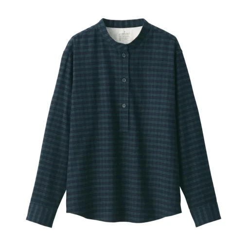 Online Women's Flannel Stand Collar Long Sleeve Patterned Blouse Women Tops & Shirts