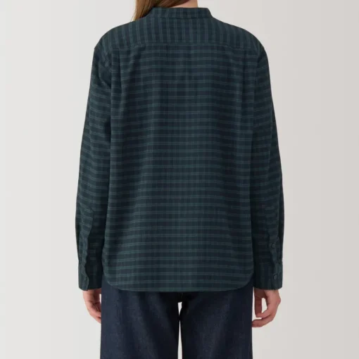 Online Women's Flannel Stand Collar Long Sleeve Patterned Blouse Women Tops & Shirts