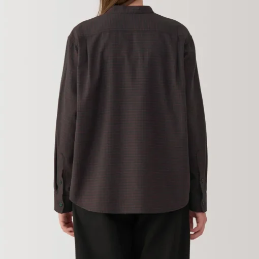 Online Women's Flannel Stand Collar Long Sleeve Patterned Blouse Women Tops & Shirts