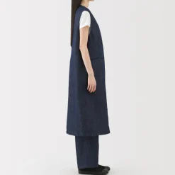 New Women's Hemp Blend Denim Long Gilet Women Tops & Shirts