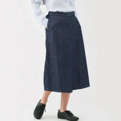 Sale Women's Hemp Blend Denim Wraparound Wide Dress Trousers Women Shorts & Skirts