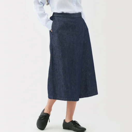Sale Women's Hemp Blend Denim Wraparound Wide Dress Trousers Women Shorts & Skirts