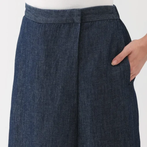 Sale Women's Hemp Blend Denim Wraparound Wide Dress Trousers Women Shorts & Skirts