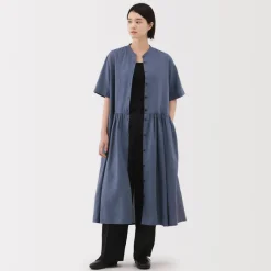 Clearance Women's Hemp Cotton Short Sleeve Dress Women Dresses