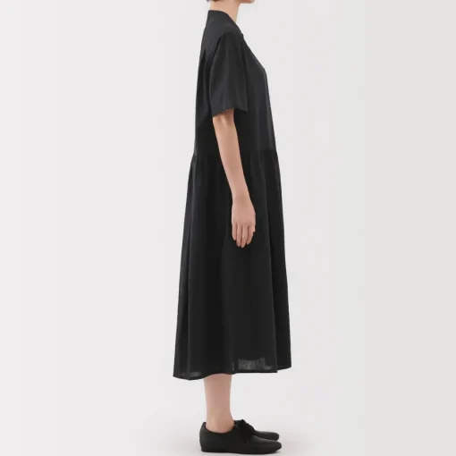 Clearance Women's Hemp Cotton Short Sleeve Dress Women Dresses