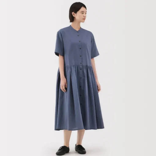 Clearance Women's Hemp Cotton Short Sleeve Dress Women Dresses