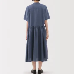 Clearance Women's Hemp Cotton Short Sleeve Dress Women Dresses