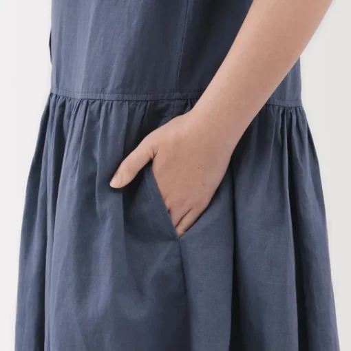 Clearance Women's Hemp Cotton Short Sleeve Dress Women Dresses