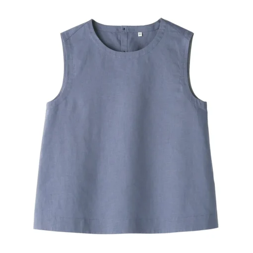 Sale Women's Hemp Cotton Sleeveless Blouse Women Tops & Shirts