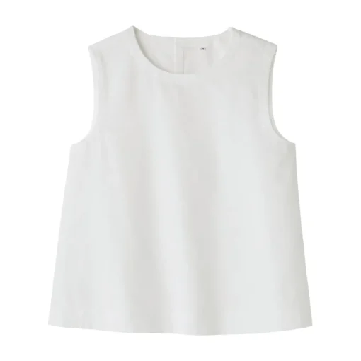Sale Women's Hemp Cotton Sleeveless Blouse Women Tops & Shirts