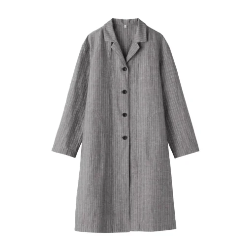 Hot Women's Hemp Cotton Striped Coat Women Coats