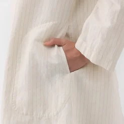 Hot Women's Hemp Cotton Striped Coat Women Coats