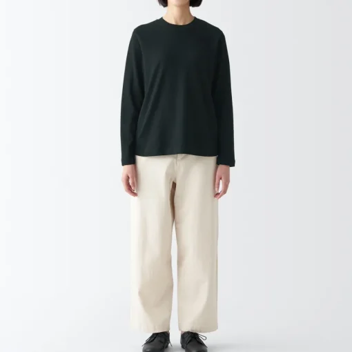 Hot Women's Interlock Knit Crew Neck Long Sleeve T-Shirt Women T-Shirts