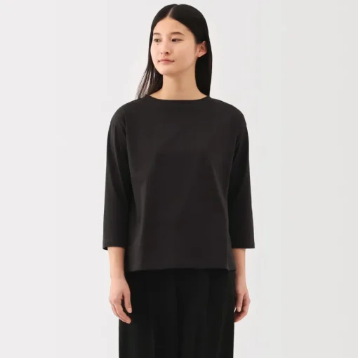 New Women's Jersey Boat Neck 3/4 Sleeve T-Shirt Women T-Shirts