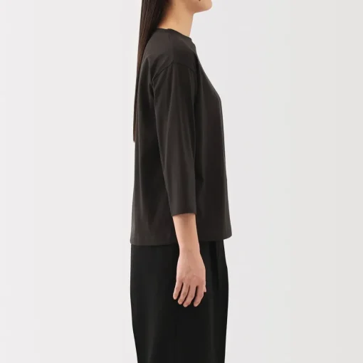 New Women's Jersey Boat Neck 3/4 Sleeve T-Shirt Women T-Shirts