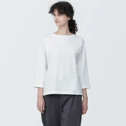 New Women's Jersey Boat Neck 3/4 Sleeve T-Shirt Women T-Shirts