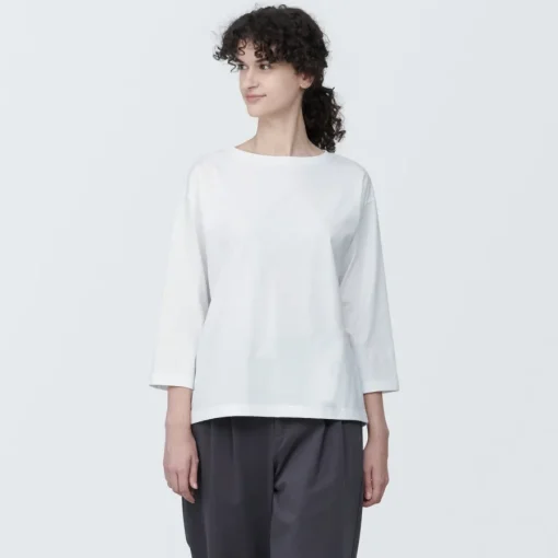 New Women's Jersey Boat Neck 3/4 Sleeve T-Shirt Women T-Shirts
