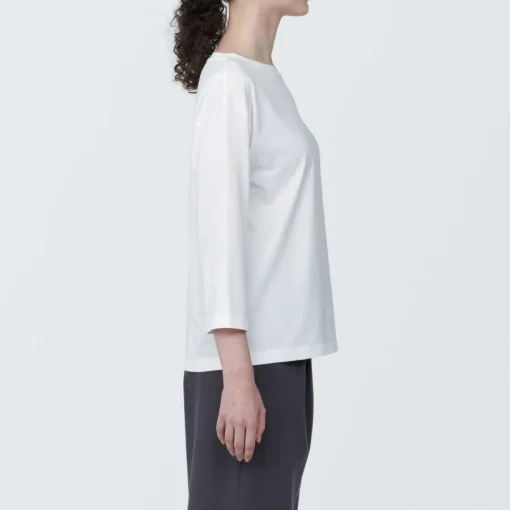 New Women's Jersey Boat Neck 3/4 Sleeve T-Shirt Women T-Shirts