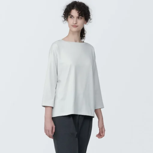 New Women's Jersey Boat Neck 3/4 Sleeve T-Shirt Women T-Shirts