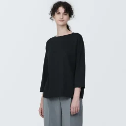 New Women's Jersey Boat Neck 3/4 Sleeve T-Shirt Women T-Shirts