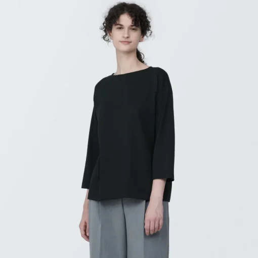 New Women's Jersey Boat Neck 3/4 Sleeve T-Shirt Women T-Shirts