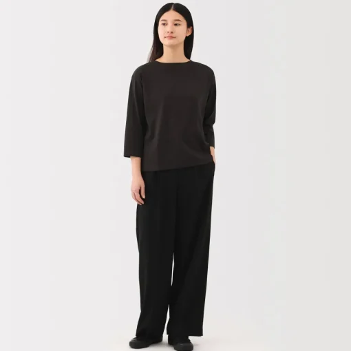 New Women's Jersey Boat Neck 3/4 Sleeve T-Shirt Women T-Shirts