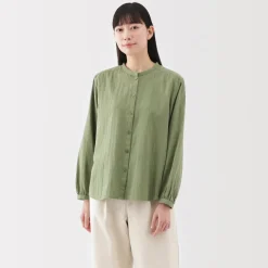 Fashion Women's Kapok Blend Double Gauze Long Sleeve Blouse Women Tops & Shirts