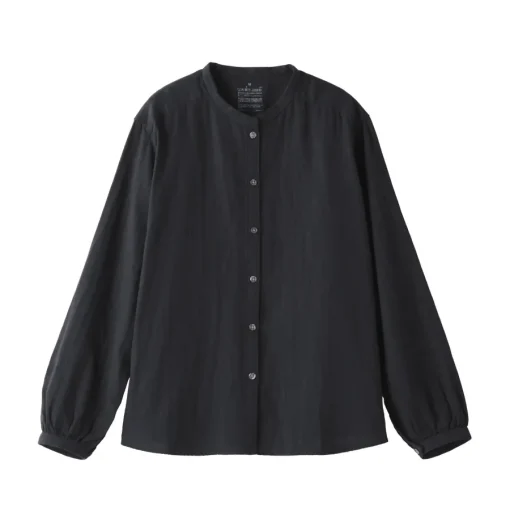 Fashion Women's Kapok Blend Double Gauze Long Sleeve Blouse Women Tops & Shirts