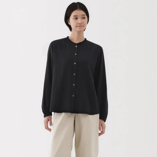 Fashion Women's Kapok Blend Double Gauze Long Sleeve Blouse Women Tops & Shirts