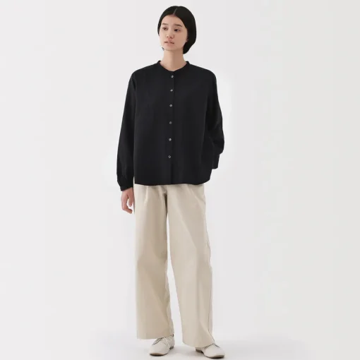 Fashion Women's Kapok Blend Double Gauze Long Sleeve Blouse Women Tops & Shirts