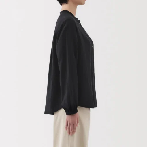 Fashion Women's Kapok Blend Double Gauze Long Sleeve Blouse Women Tops & Shirts
