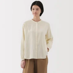 Fashion Women's Kapok Blend Double Gauze Long Sleeve Blouse Women Tops & Shirts