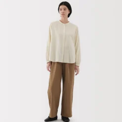 Fashion Women's Kapok Blend Double Gauze Long Sleeve Blouse Women Tops & Shirts
