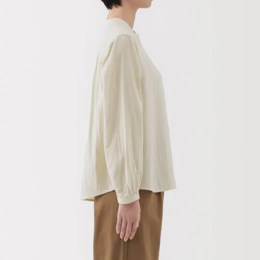 Fashion Women's Kapok Blend Double Gauze Long Sleeve Blouse Women Tops & Shirts