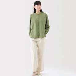 Fashion Women's Kapok Blend Double Gauze Long Sleeve Blouse Women Tops & Shirts
