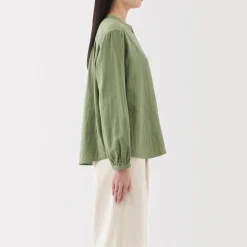 Fashion Women's Kapok Blend Double Gauze Long Sleeve Blouse Women Tops & Shirts