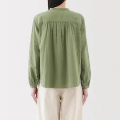 Fashion Women's Kapok Blend Double Gauze Long Sleeve Blouse Women Tops & Shirts