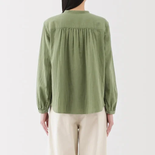 Fashion Women's Kapok Blend Double Gauze Long Sleeve Blouse Women Tops & Shirts