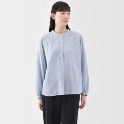 Discount Women's Kapok Blend Double Gauze Long Sleeve Striped Blouse Women Tops & Shirts