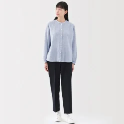 Discount Women's Kapok Blend Double Gauze Long Sleeve Striped Blouse Women Tops & Shirts