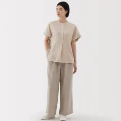 New Women's Kapok Blend Double Gauze Short Sleeve Striped Blouse Women Tops & Shirts
