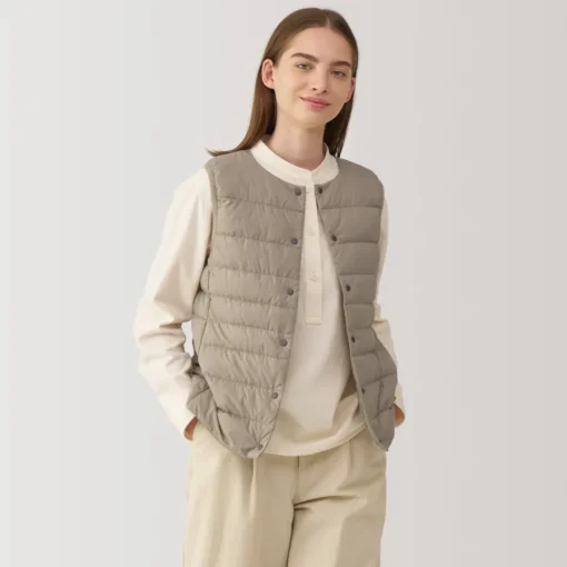 Hot Women's Lightweight Down Collarless Vest Women Lightweight Down Jackets & Vests