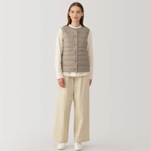 Hot Women's Lightweight Down Collarless Vest Women Lightweight Down Jackets & Vests
