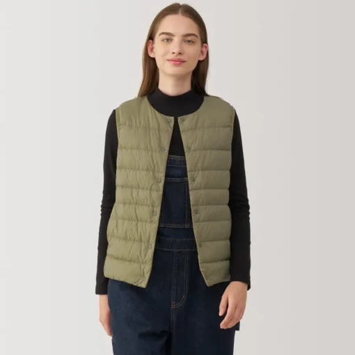 Hot Women's Lightweight Down Collarless Vest Women Lightweight Down Jackets & Vests
